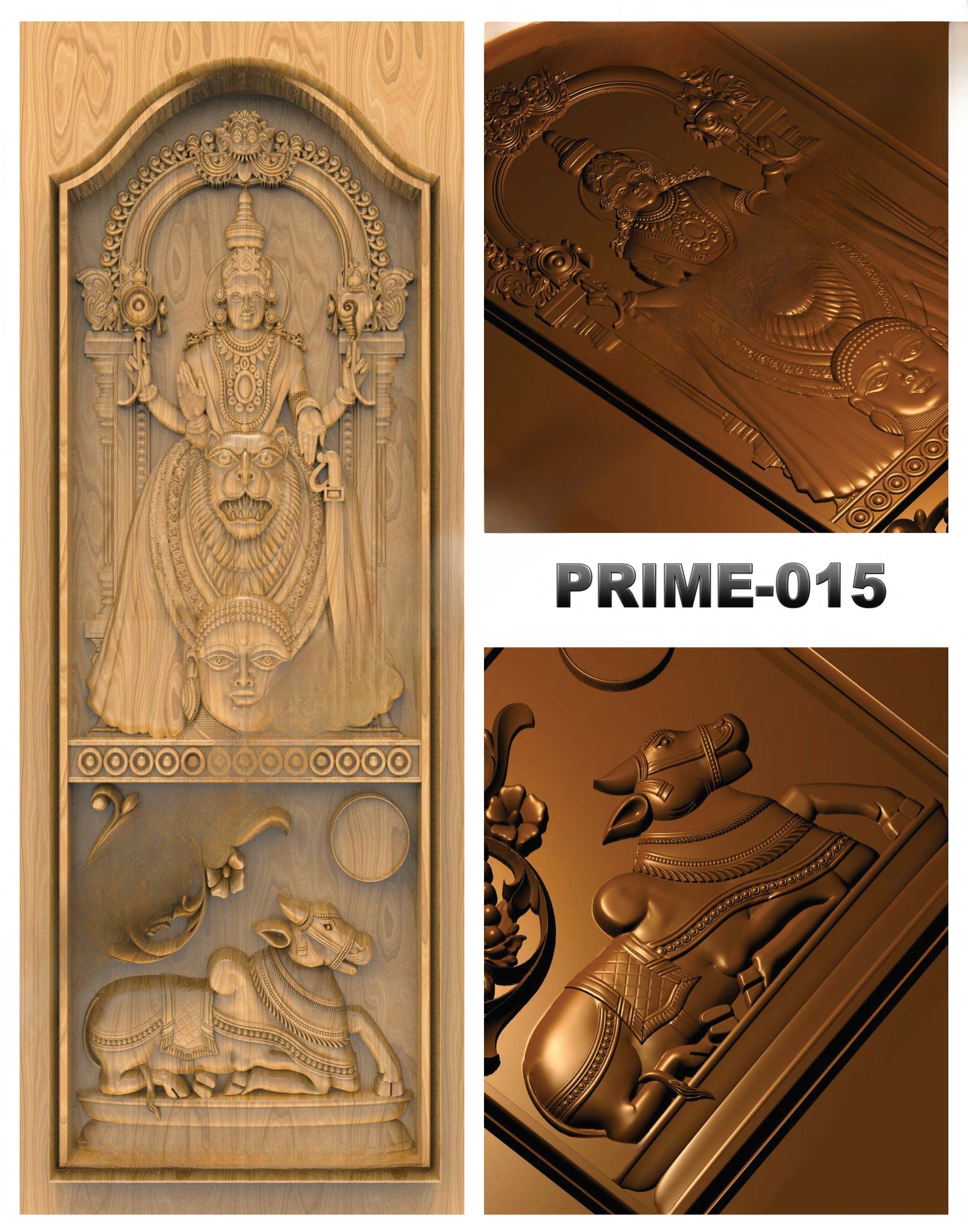 prime designs - PRIME-15 Divine Goddess & Nandi Temple Door 3D Relief Model